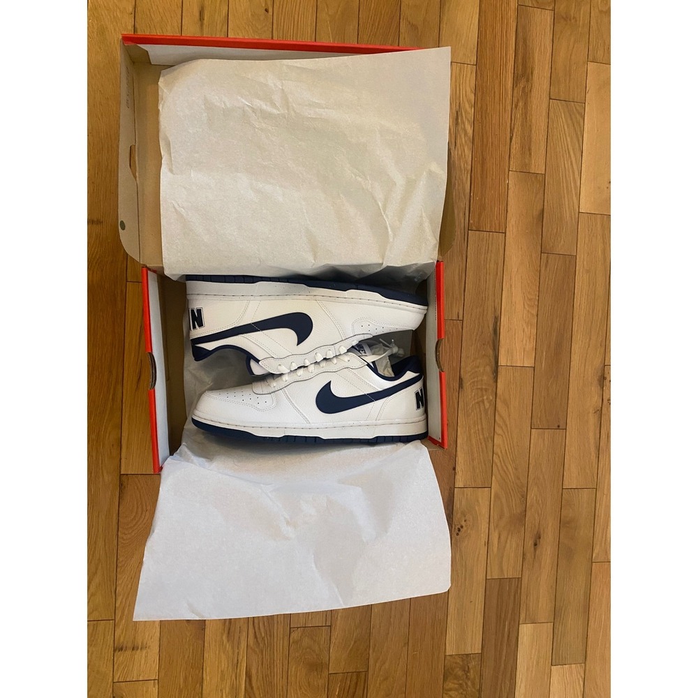 Nike Big Nike Low Men's White Navy Basketball Sneakers Size 10